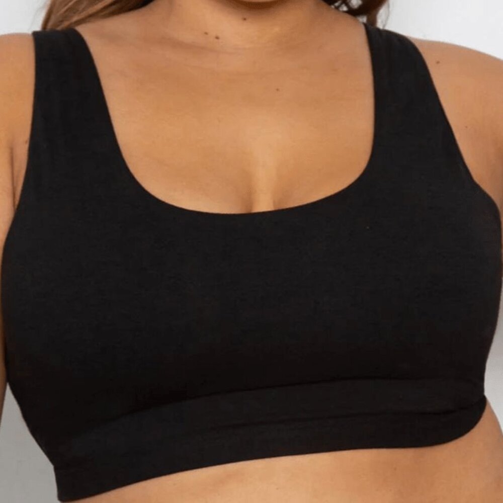Curvy Couture - Cotton Comfort 2-Pack Lounge Bra - Charcoal Heather/Black (NWT)